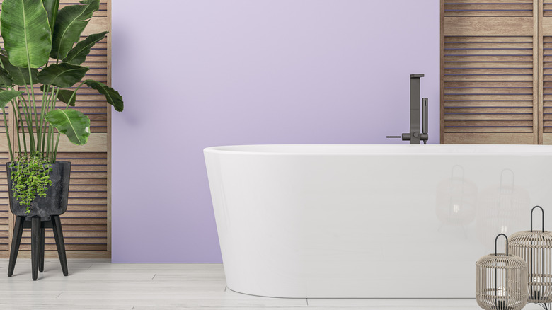 Lavender bathroom wall