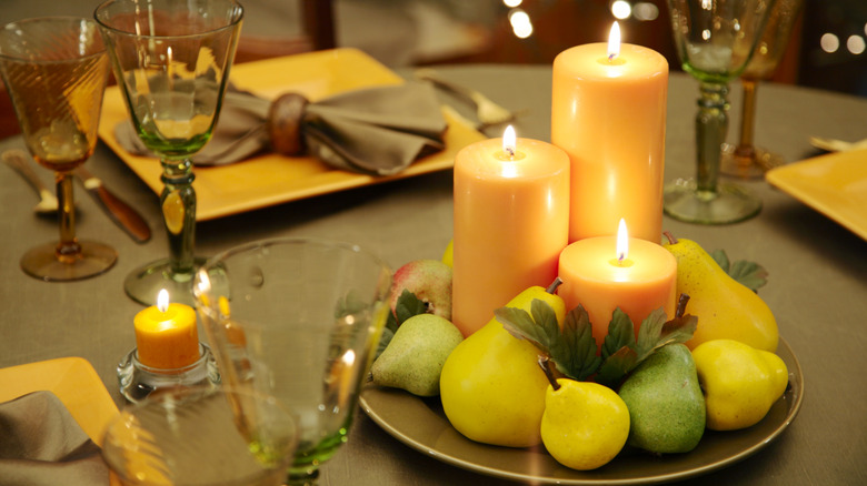 candles and fruit centerpiece