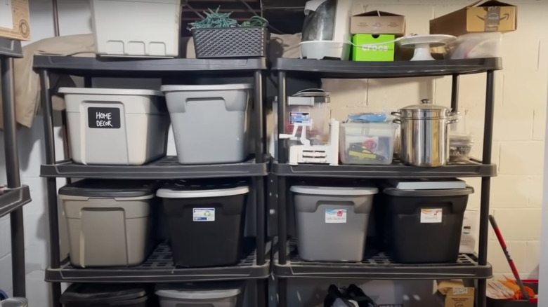 Organized storage in basement 