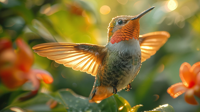 A hummingbird mid-flight