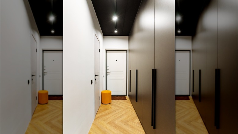 Sleek closet on wall in entryway