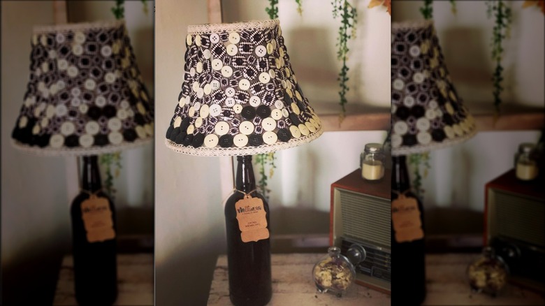 black and white button lampshade