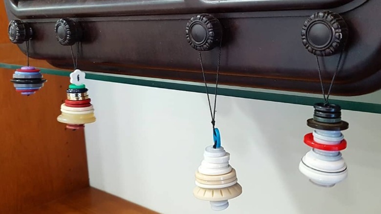 stacked hanging button ornaments