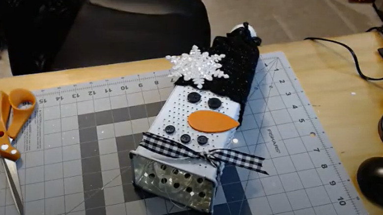 cheese grater as christmas snowman