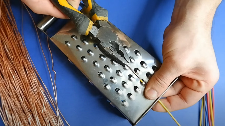 stripping wire using cheese grater