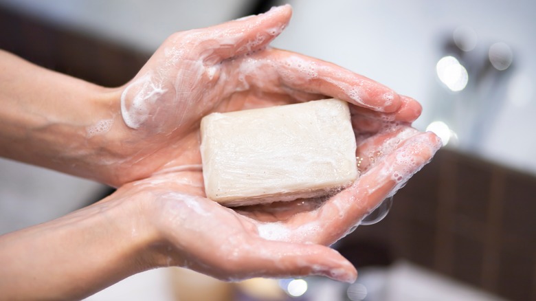 washing hands with soap