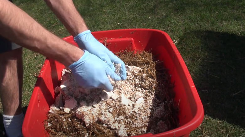 mixing straw and mushroom pores