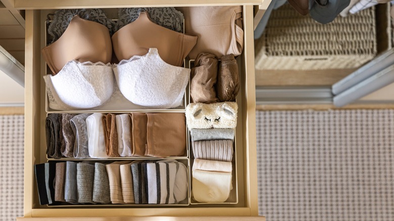 Organized, folded laundry drawer