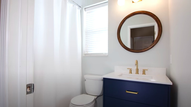 White and blue bathroom