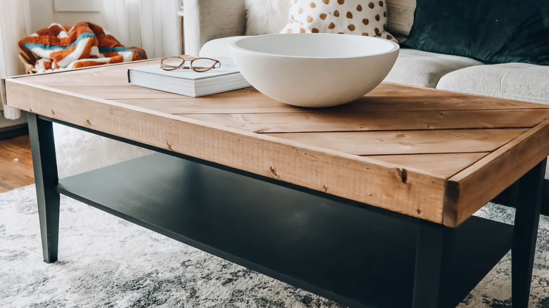 Black and wood coffee table