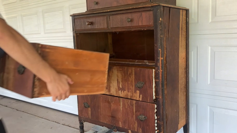 Old broken antique dresser