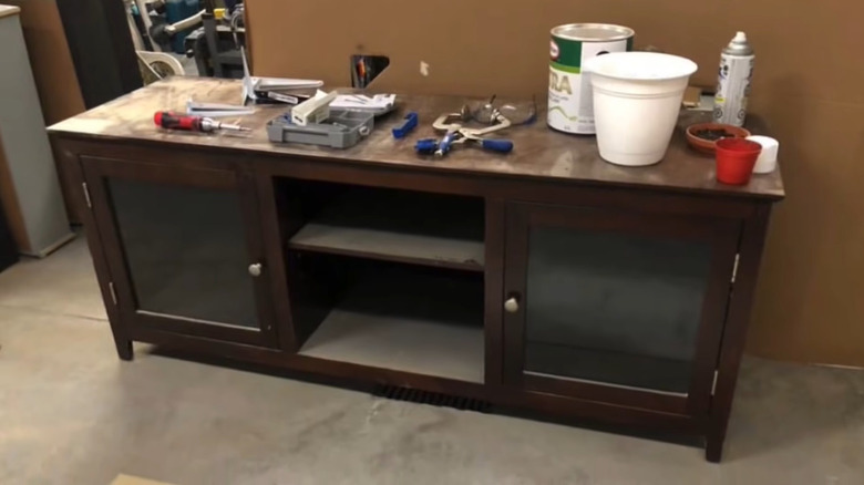 Old dull TV stand