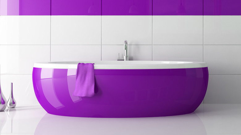 purple bathtub with a shine