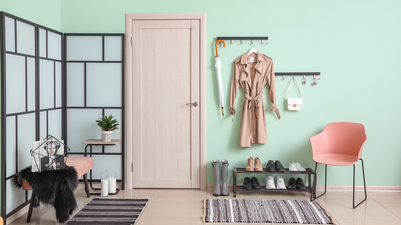 mint green hallway