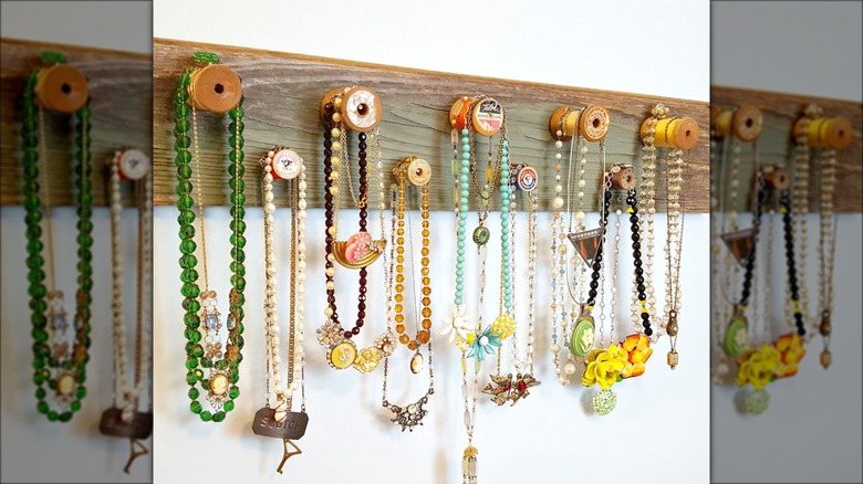 reclaimed wood necklace holder