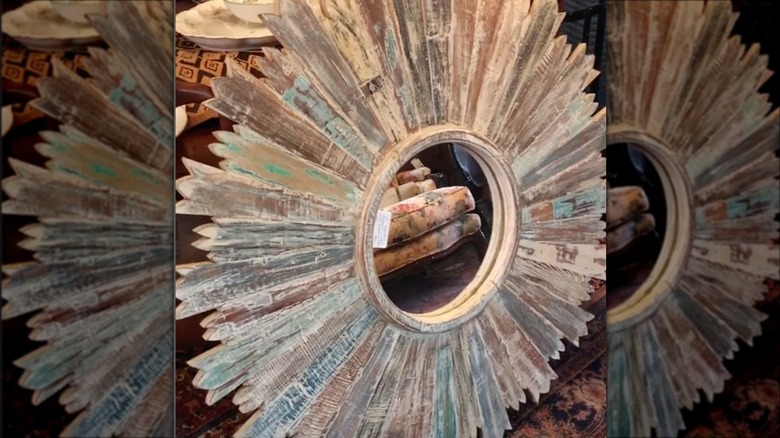 reclaimed wood starburst mirror