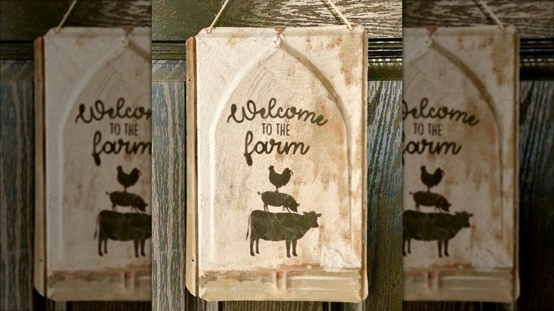 metal shingle welcome sign