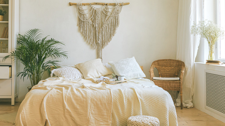 cream bohemian bedroom 