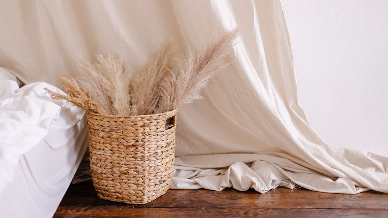 pampas grass in basket