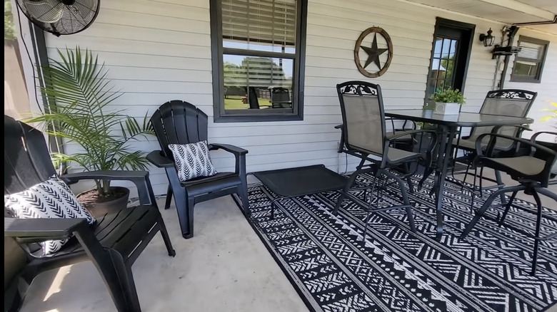 Black and white porch décor