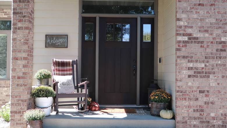 Cozy fall decorated porch