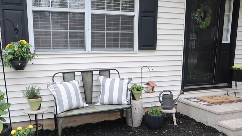 Front porch with potted plants