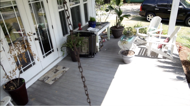 Cluttered front porch 
