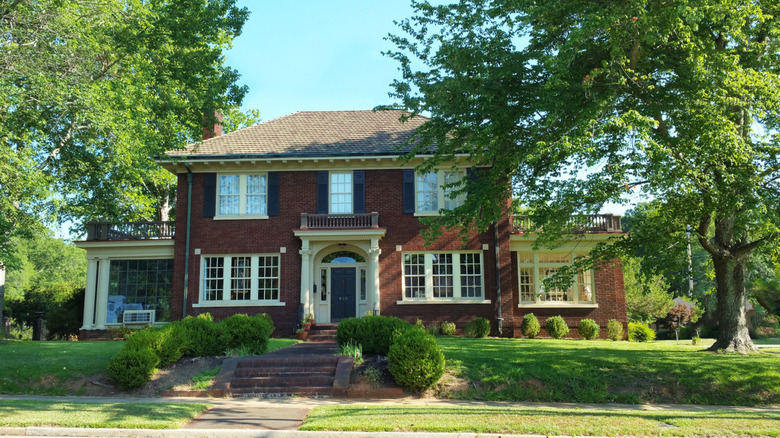 Red brick colonial home exterior