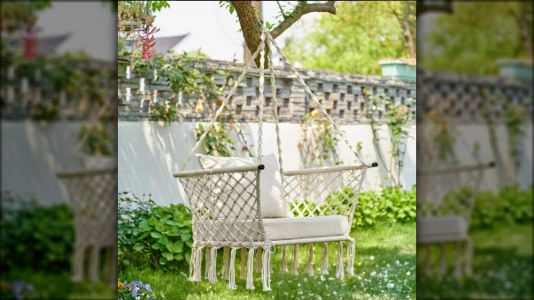 White hammock chair porch swing