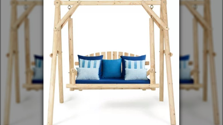 A-frame pine porch swing