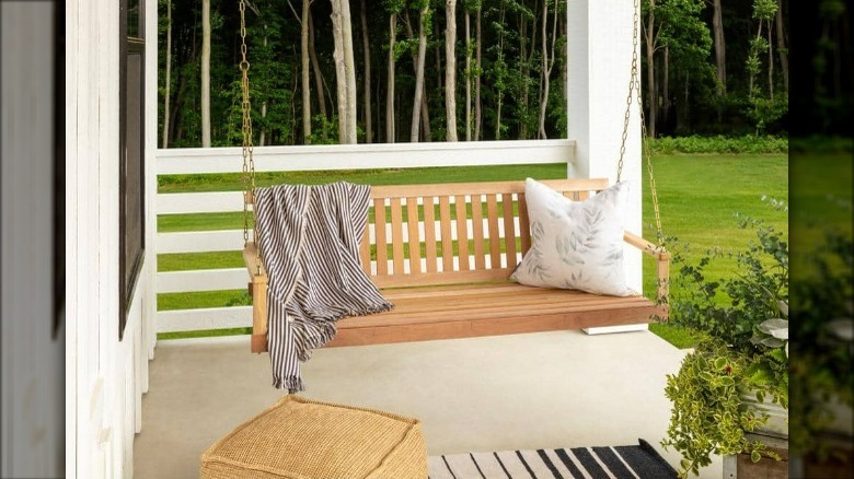 Wood porch swing