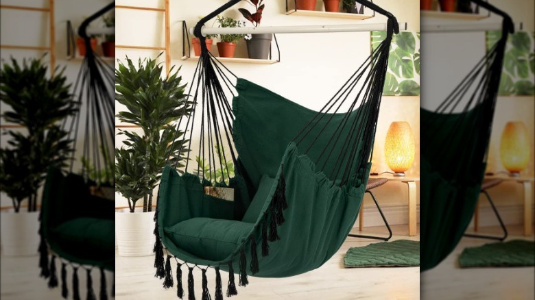 Green hammock style porch swing