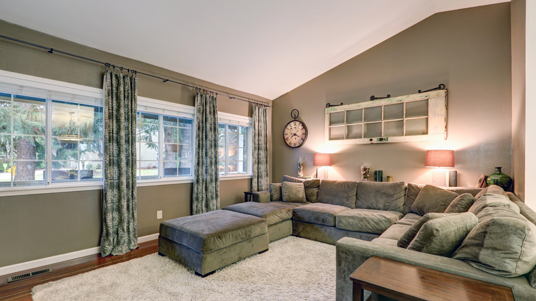 taupe walls with vaulted ceilings