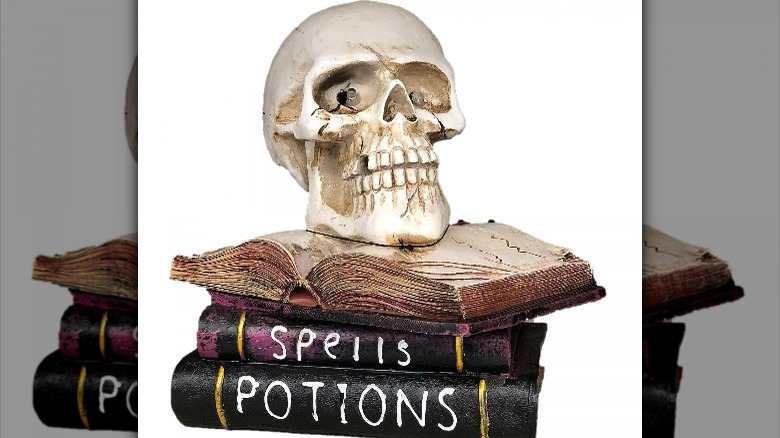 Spell books with skull