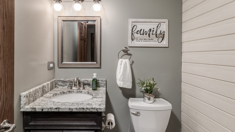 Half bath with granite vanity 