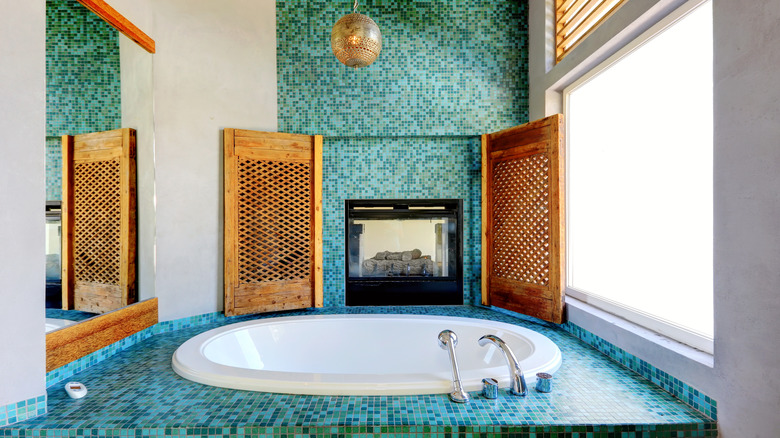 tiled bathtub