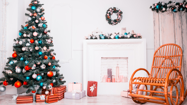 Christmas tree and mantel