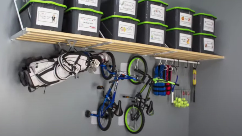 garage shelves with hooks