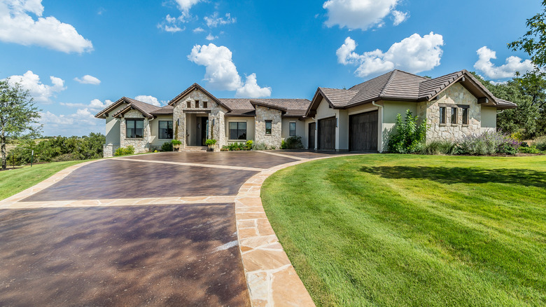 concrete slabs and stone driveway