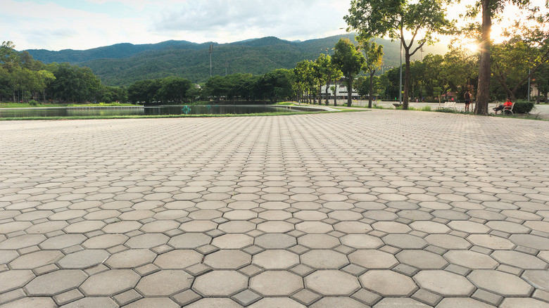 stone paver in driveway