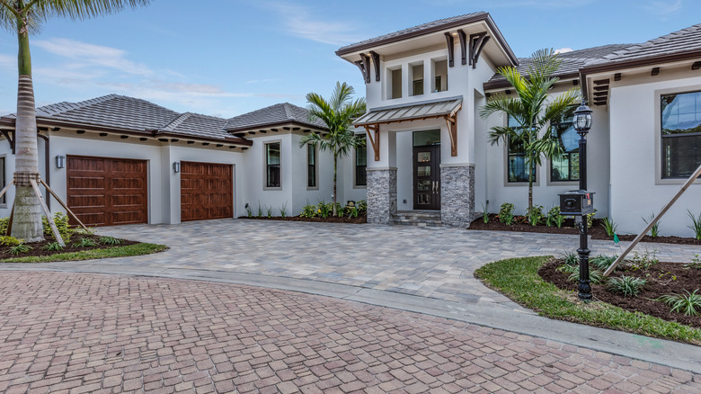 stone and brick driveway