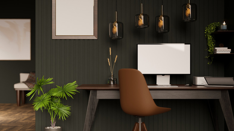 dark forest green home office