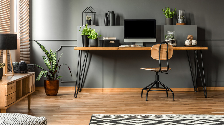 dark gray home office