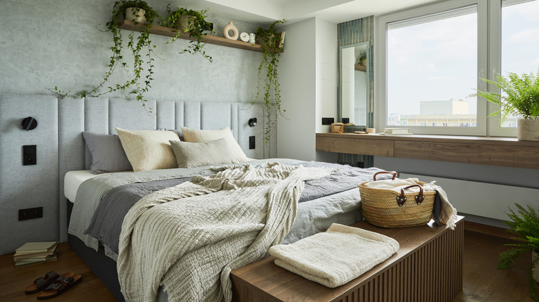 grey textured bedroom