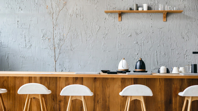 wooden coffee bar