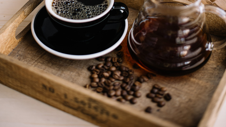 tray with coffee mug