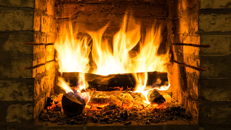roaring fireplace
