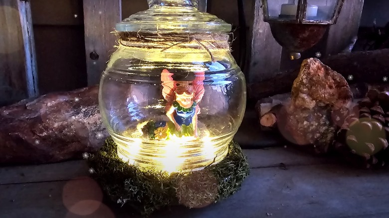 lit fairy garden jar