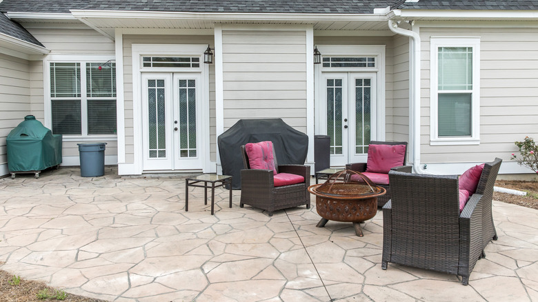 geometric designed concrete patio