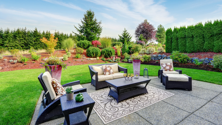 patio with wicker furniture